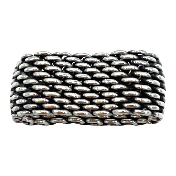 Tiffany & Co. Somerset .925 Sterling Silver Mesh Ring Size 7 100% Authentic - Picture 6 of 7